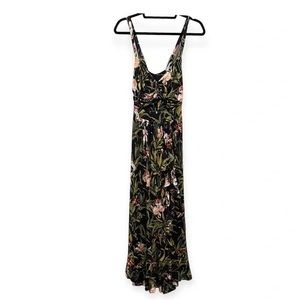 Maeve Anthropologie Gabriela Faux Wrap Maxi Dress Floral Black Multi X-Large